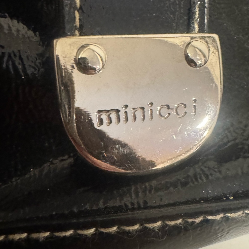 Mimicci Black Patent Leather Shoulder Bag Silver Hardware Y2K - Picture 6 of 9